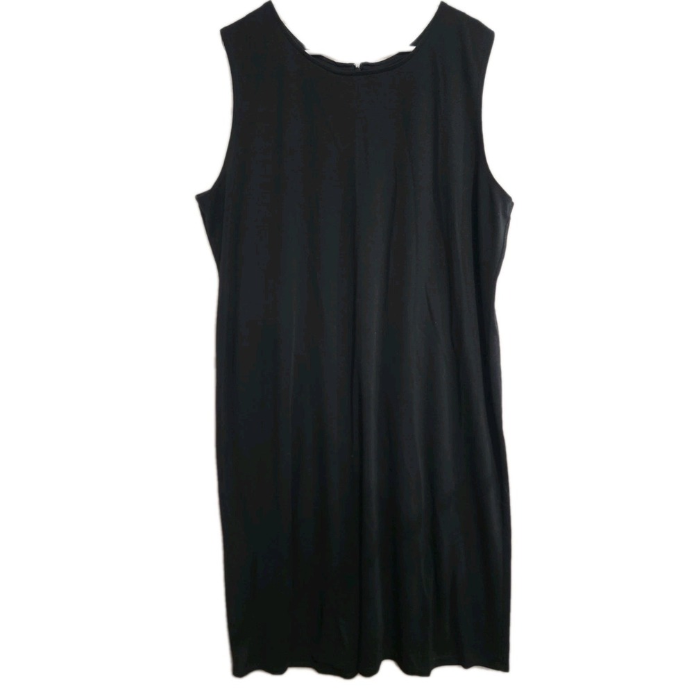 VTG 90s Susan Graver Black Maxi Dress 2XL Sleeveless Made in USA Knit Plus Size